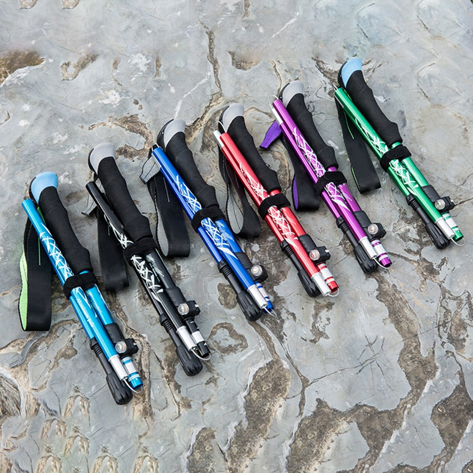 Auminum Alloy Ultralight Trekking Pole Anti Shock Hike Folding Stick